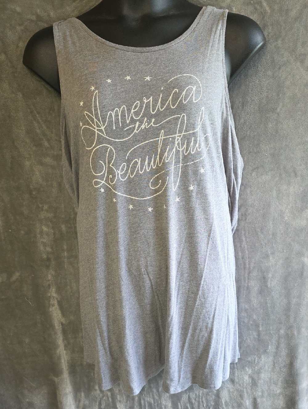 Old Navy Gray Tank with White "America the Beautiful" Script